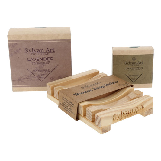 1 Lavender Soap Bar 5.5 oz + 1 Cedar Citrus 1.41 oz + 1 Soap Holder