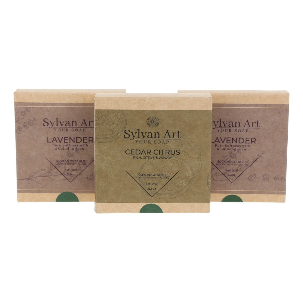 08 2 Lavender bar soap 5.5 oz + 1 Cedar Citrus bar soap 5.5 oz