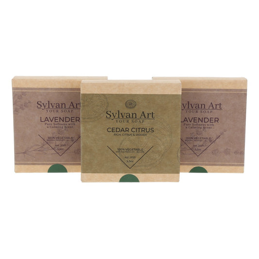 2 Lavender Soap Bars 5.5 oz + 1 Cedar Citrus Soap BAr 5.5 oz